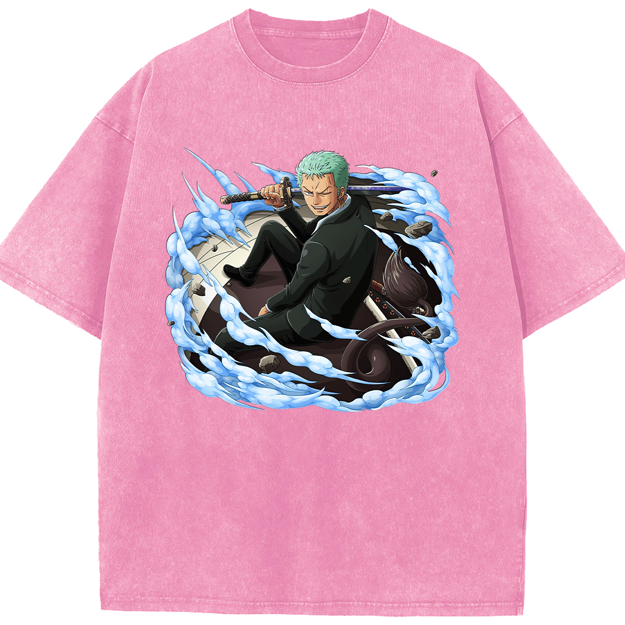 ワンピース ロロノア・ゾロ ONE PIECE Roronoa Zoro 綿100% ヴィンテージ風 半袖Tシャツ（フロントプリント）